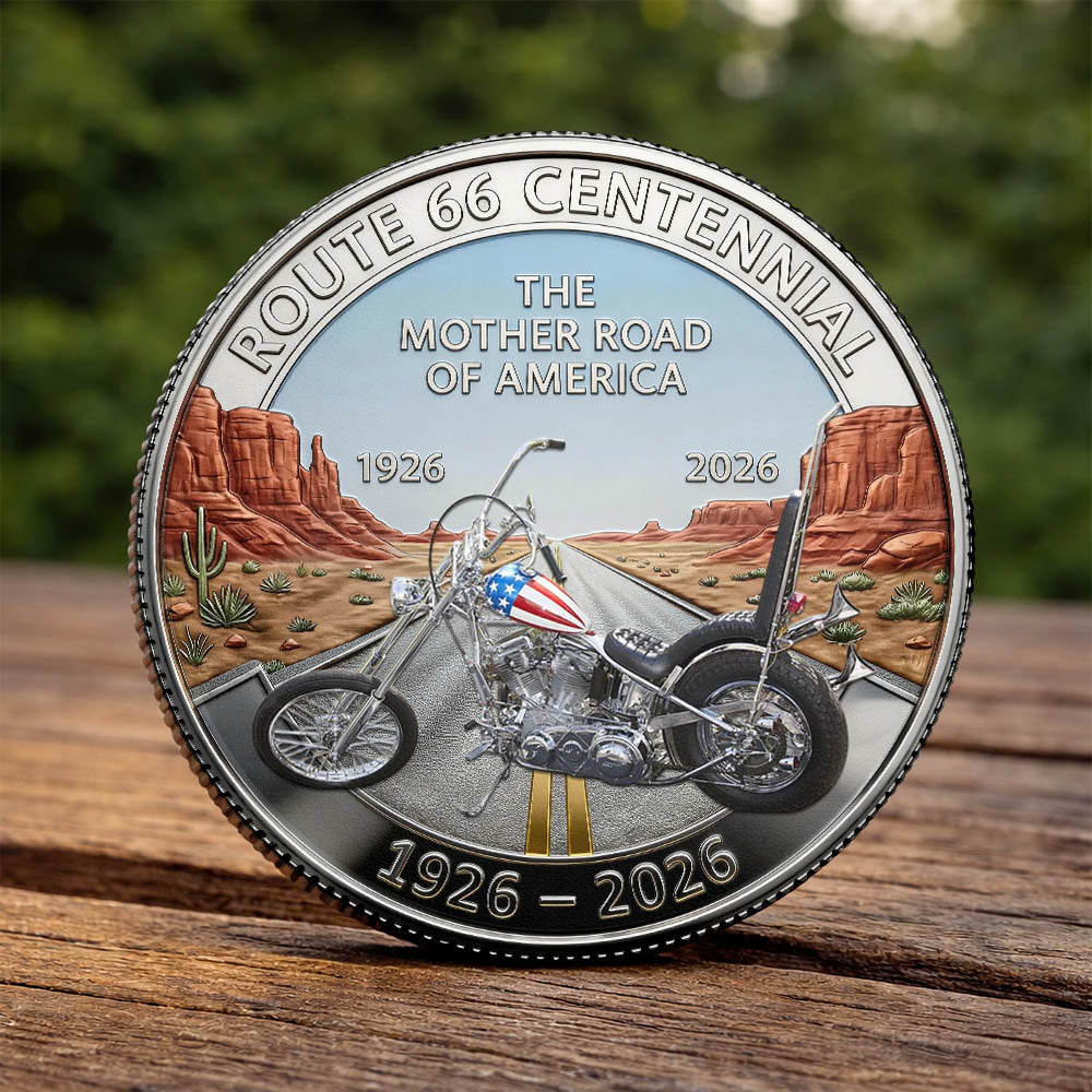 Celebrate 100 Years of Road Route 66 and America 250th Anniversary - Personalized Vehicle Photo Commemorative Coin A2110 Pt99