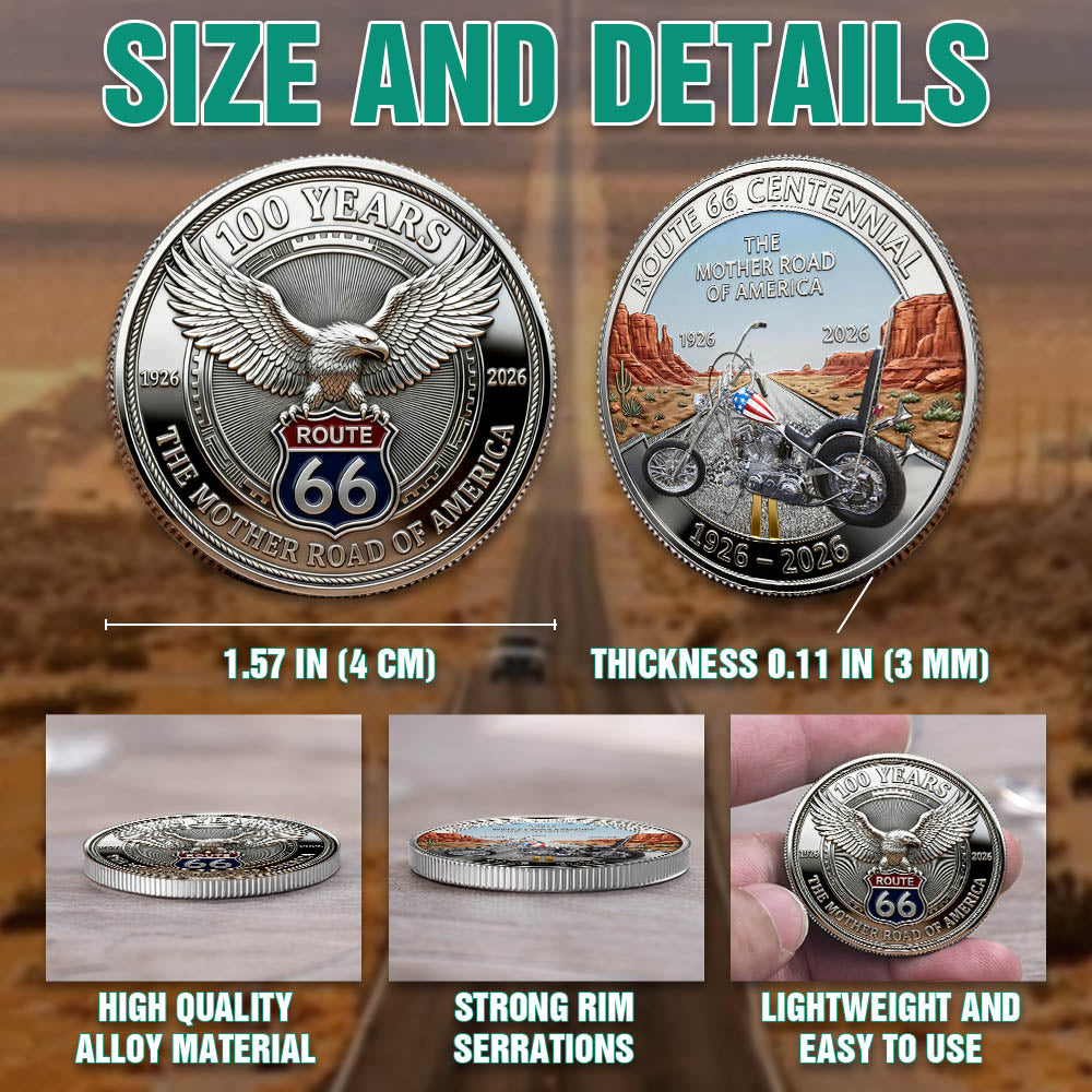 Celebrate 100 Years of Road Route 66 and America 250th Anniversary - Personalized Vehicle Photo Commemorative Coin A2110 Pt99