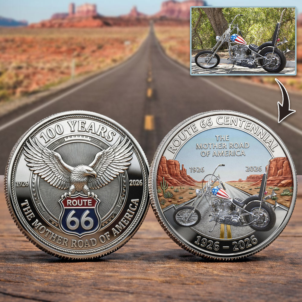 Celebrate 100 Years of Road Route 66 and America 250th Anniversary - Personalized Vehicle Photo Commemorative Coin A2110 Pt99