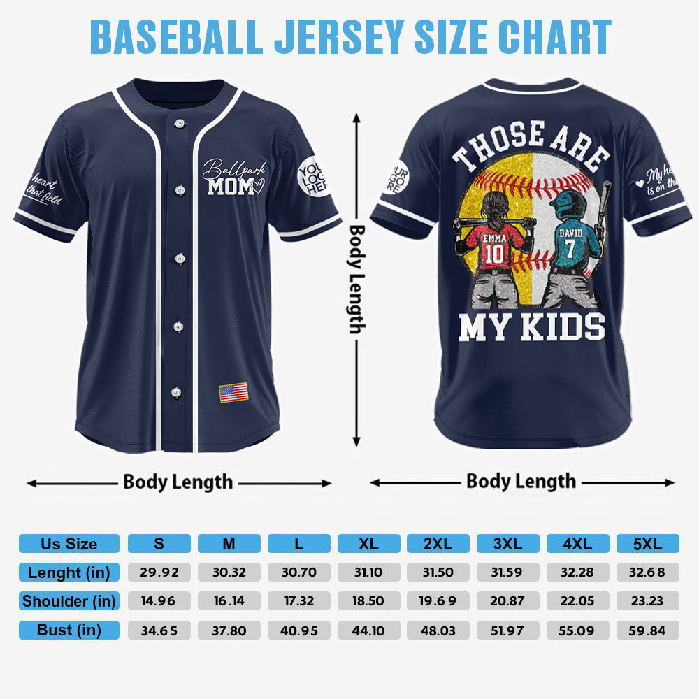 Baseball Softball Mom Ballpark Mom - Personalized Baseball Jersey - Those Are My Kids Baseball Jersey Gift For Sport Family T1807 Pt99