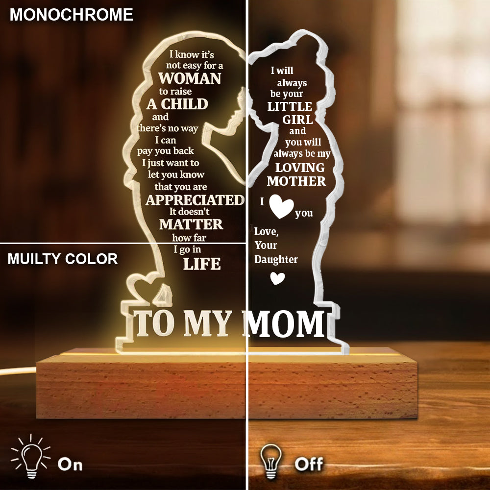 To My Mom Personalized Acrylic Block LED Night Light Heartfelt Gift For Mom, Grandma Li29