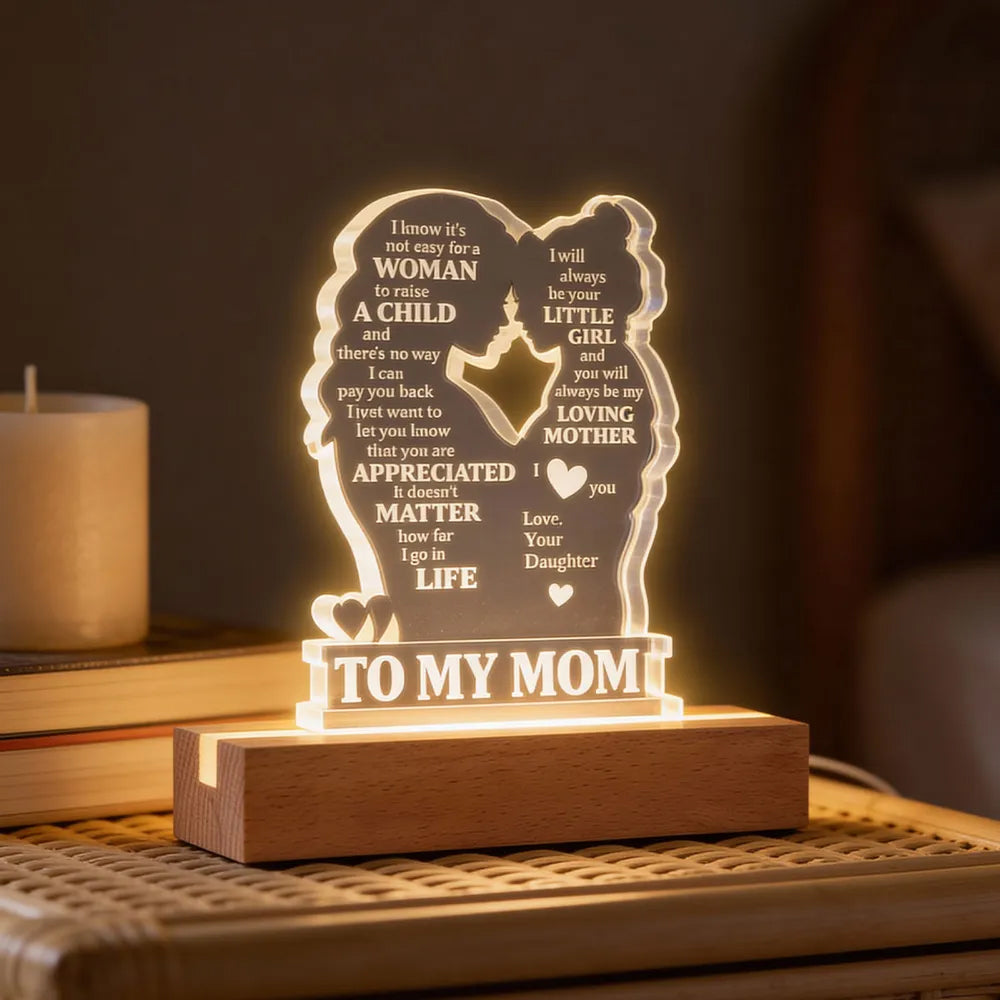 To My Mom Personalized Acrylic Block LED Night Light Heartfelt Gift For Mom, Grandma Li29