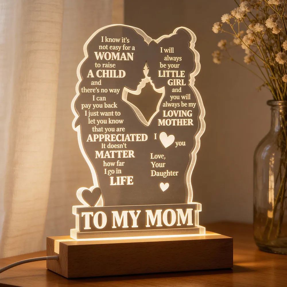 To My Mom Personalized Acrylic Block LED Night Light Heartfelt Gift For Mom, Grandma Li29
