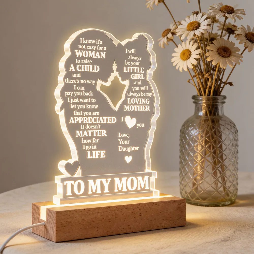To My Mom Personalized Acrylic Block LED Night Light Heartfelt Gift For Mom, Grandma Li29