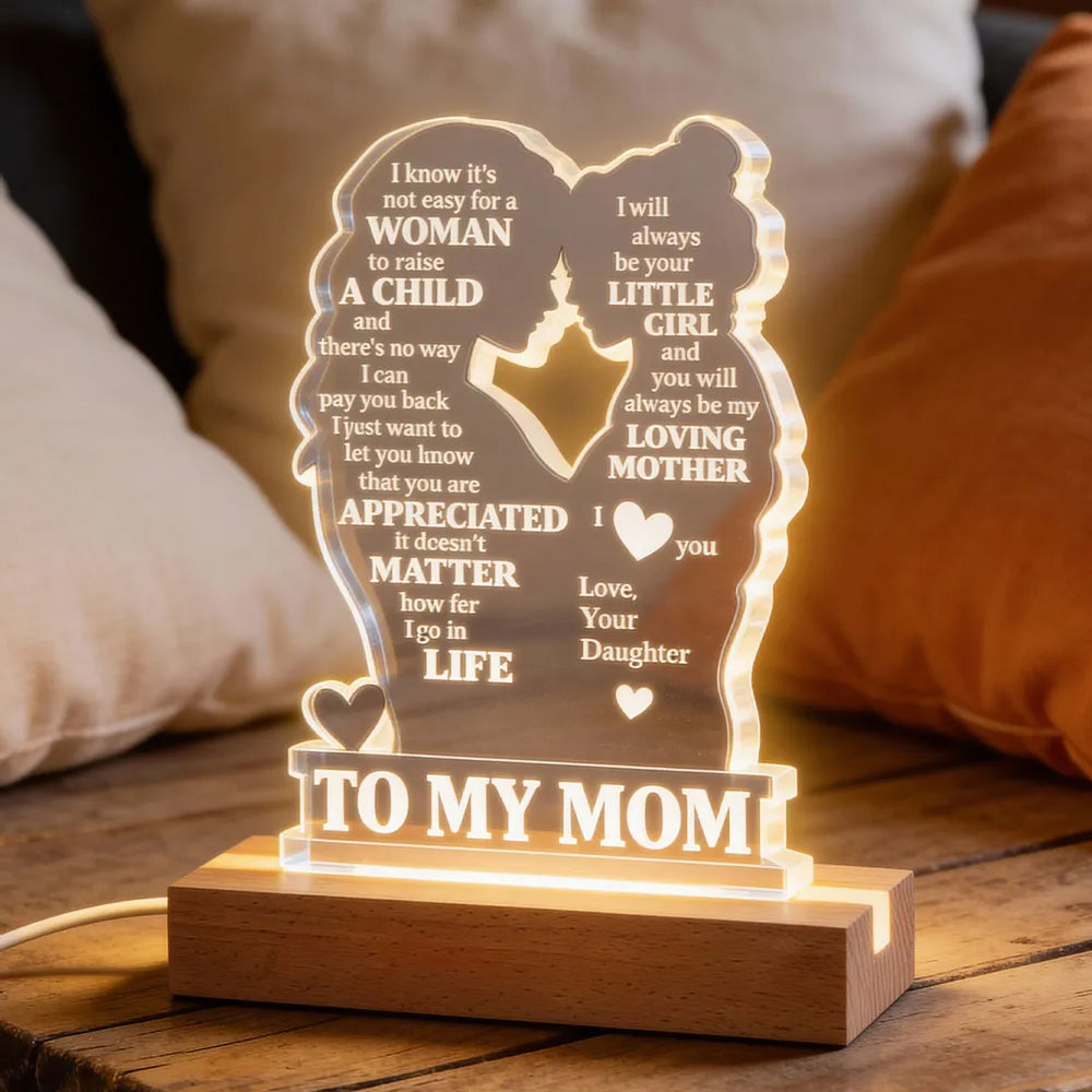 To My Mom Personalized Acrylic Block LED Night Light Heartfelt Gift For Mom, Grandma Li29