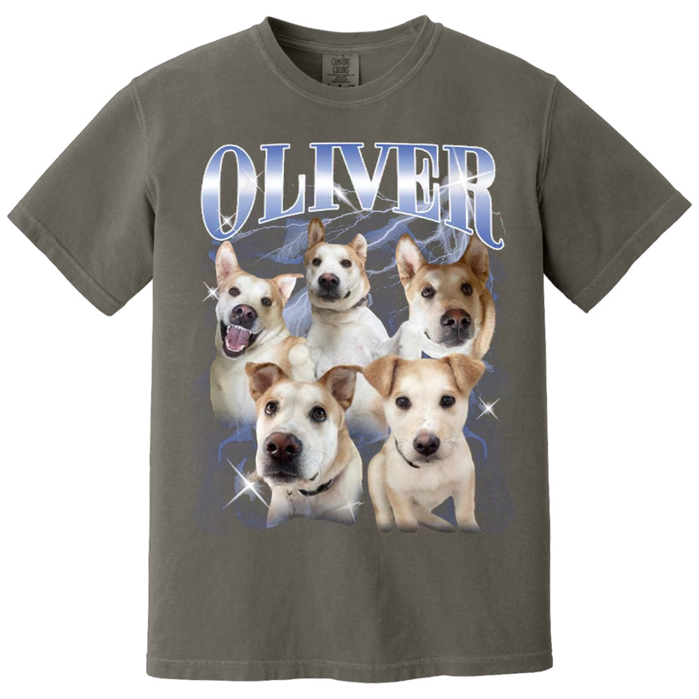 Custom Vintage Pet Shirt - Personalized Dog Bootleg Rap Tee, Retro 90s Graphic T-Shirt, Dog Lover Apparel, Custom Pet Face Design