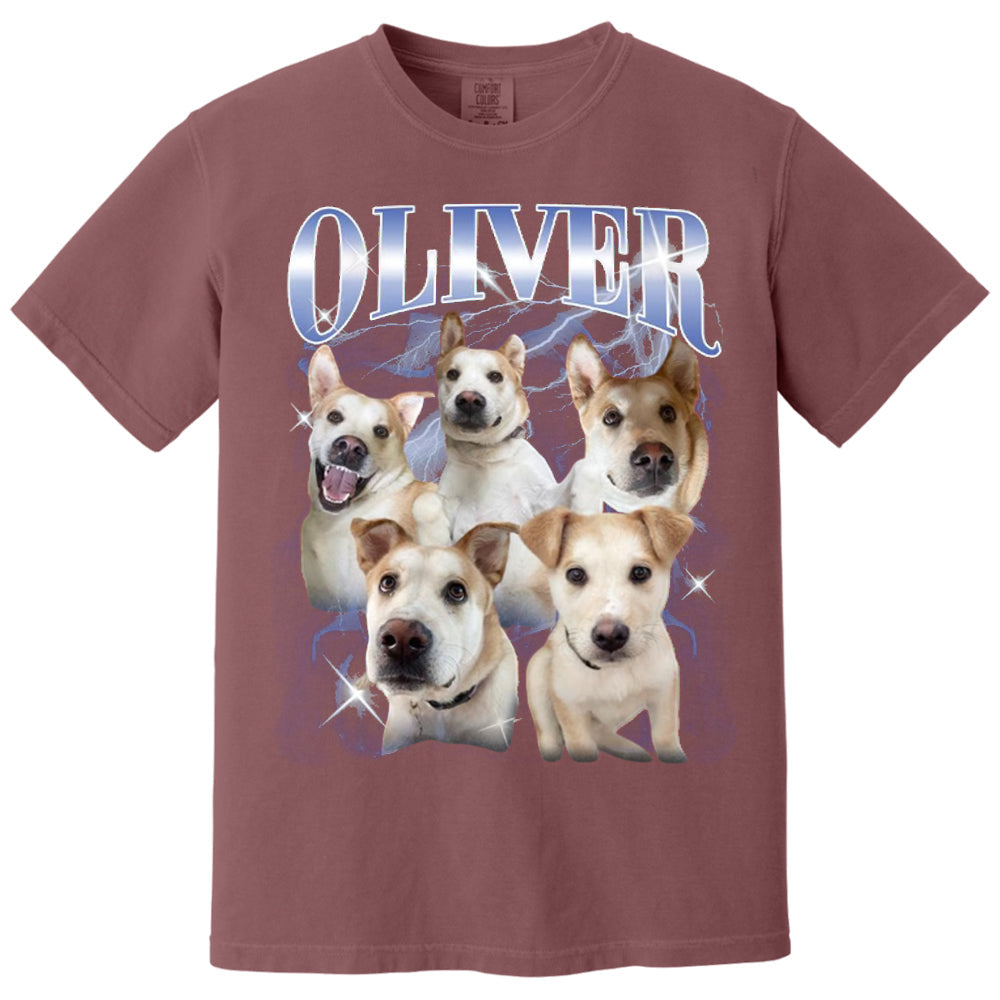 Custom Vintage Pet Shirt - Personalized Dog Bootleg Rap Tee, Retro 90s Graphic T-Shirt, Dog Lover Apparel, Custom Pet Face Design