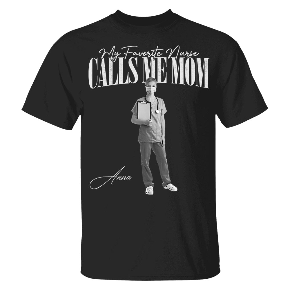 My Favorite Nurse Calls Me Mom Washed Tee Retro Bootleg Shirt For Nurse Family A2110