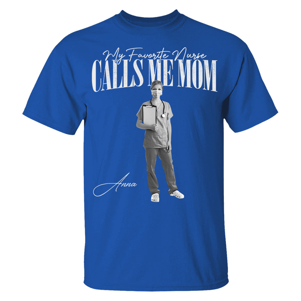 My Favorite Nurse Calls Me Mom Washed Tee Retro Bootleg Shirt For Nurse Family A2110