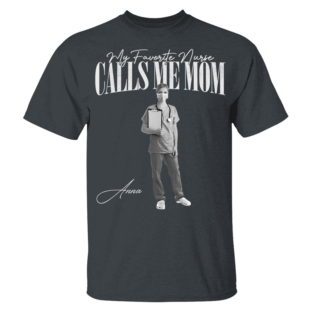 My Favorite Nurse Calls Me Mom Washed Tee Retro Bootleg Shirt For Nurse Family A2110