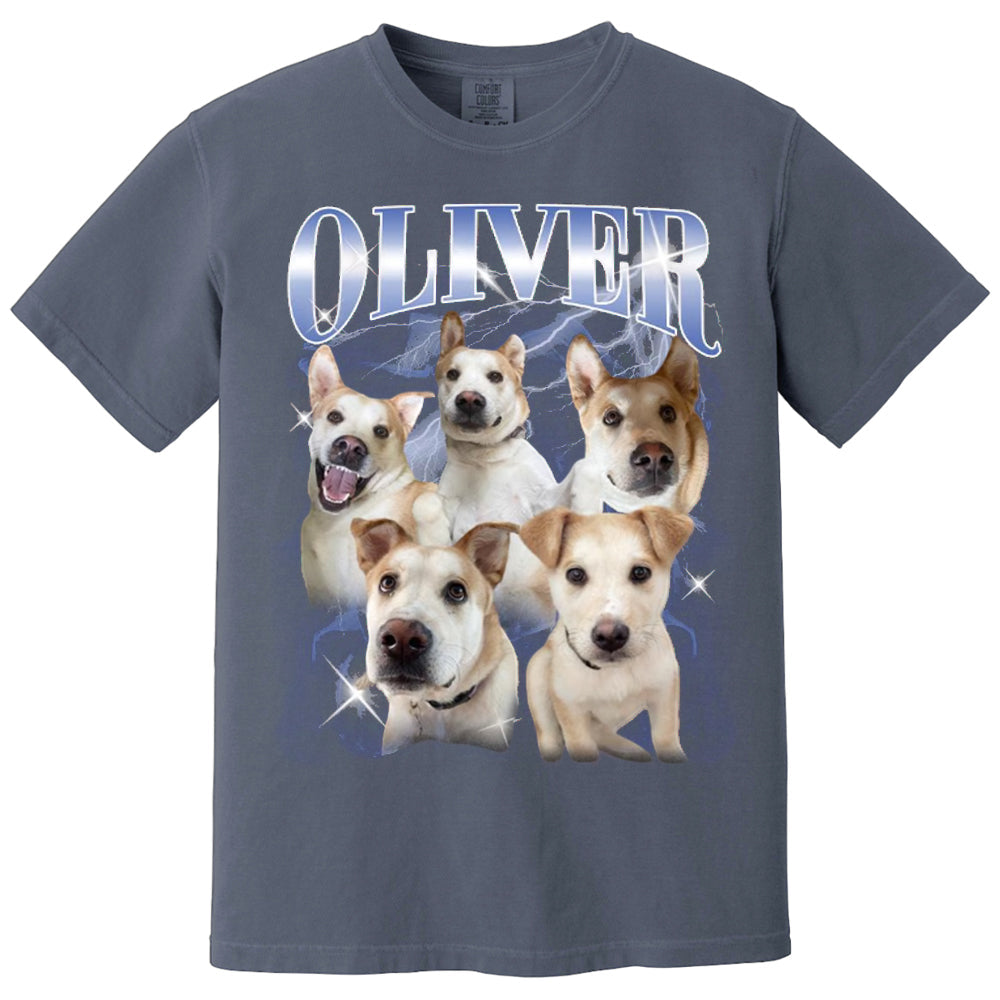 Custom Vintage Pet Shirt - Personalized Dog Bootleg Rap Tee, Retro 90s Graphic T-Shirt, Dog Lover Apparel, Custom Pet Face Design
