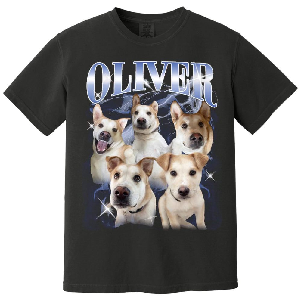 Custom Vintage Pet Shirt - Personalized Dog Bootleg Rap Tee, Retro 90s Graphic T-Shirt, Dog Lover Apparel, Custom Pet Face Design