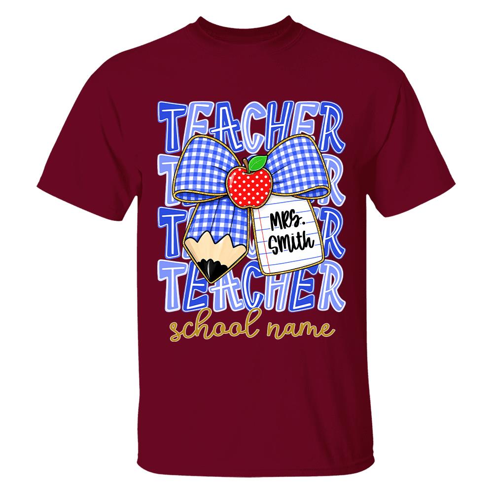 Personalized Coquette Bow Teacher Para Librarian Counselor Appreciation Back to School, Custom Job Title Teacher Name, Gifts For Teacher MI209 Hv01
