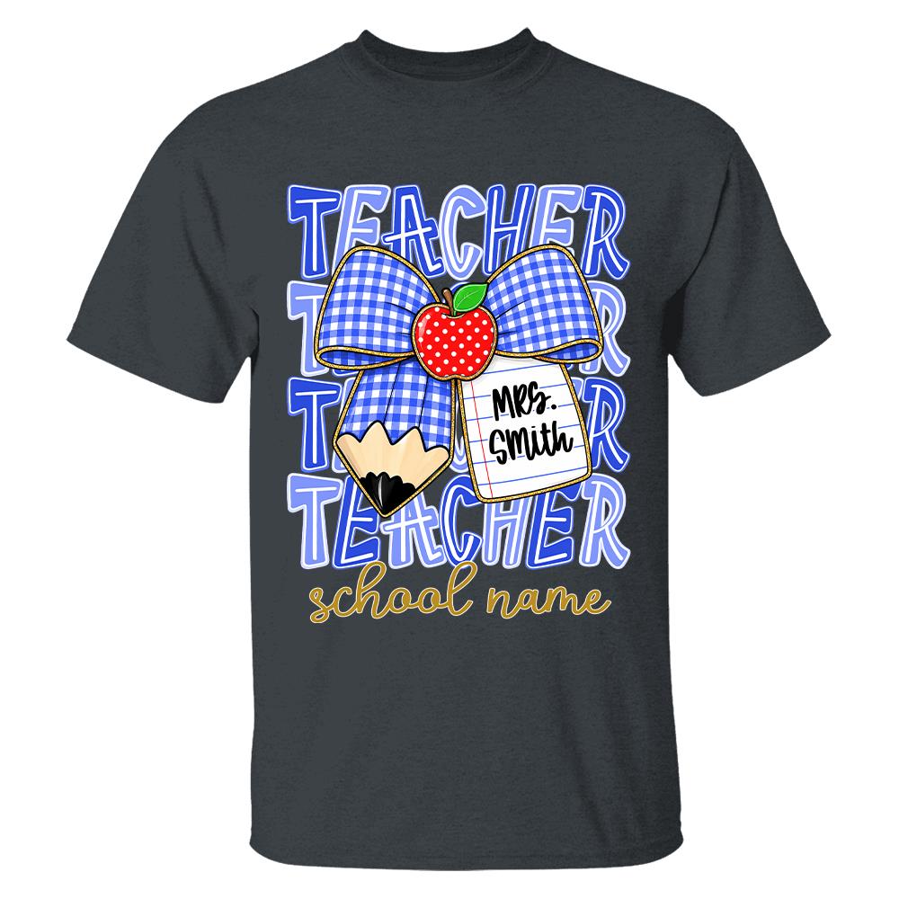 Personalized Coquette Bow Teacher Para Librarian Counselor Appreciation Back to School, Custom Job Title Teacher Name, Gifts For Teacher MI209 Hv01