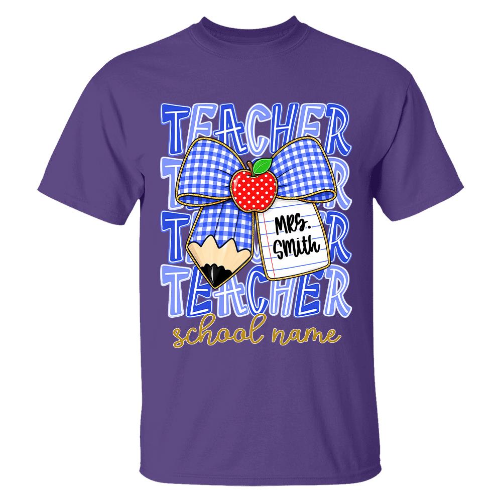 Personalized Coquette Bow Teacher Para Librarian Counselor Appreciation Back to School, Custom Job Title Teacher Name, Gifts For Teacher MI209 Hv01