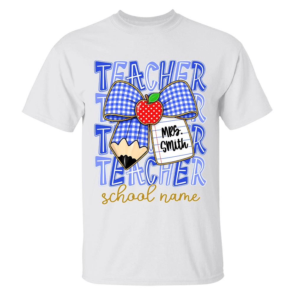 Personalized Coquette Bow Teacher Para Librarian Counselor Appreciation Back to School, Custom Job Title Teacher Name, Gifts For Teacher MI209 Hv01