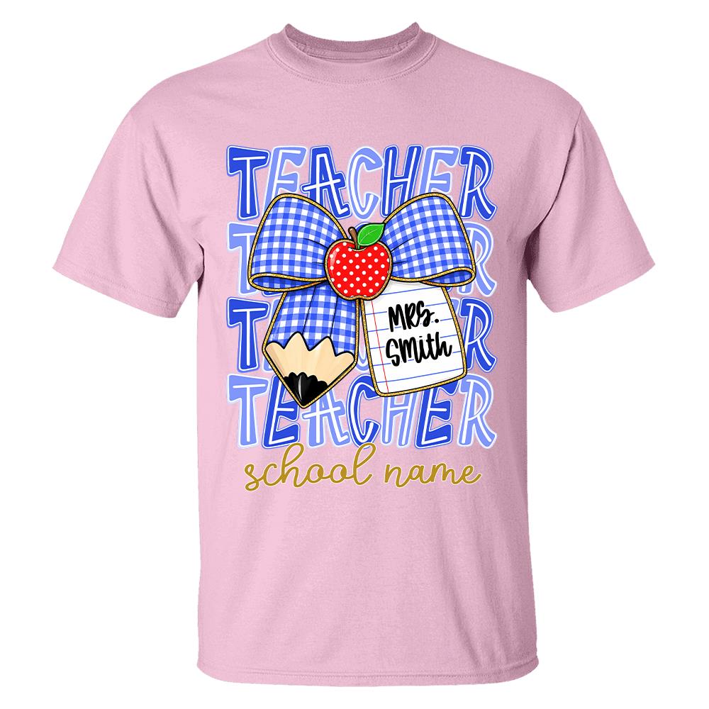 Personalized Coquette Bow Teacher Para Librarian Counselor Appreciation Back to School, Custom Job Title Teacher Name, Gifts For Teacher MI209 Hv01