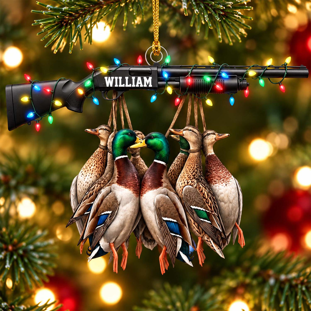 Personalized Duck Hunting Ornament , Custom Hunting Lovers Christmas Ornament Pt99