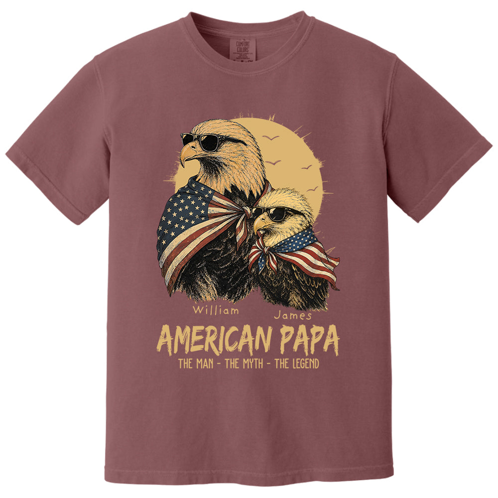 American Dad The Man The Myth The Legend, Personalized Papa T-Shirt Father's Day, Cool Dad Eagle Tee, Gifts for Dad Husband MI209 VH01