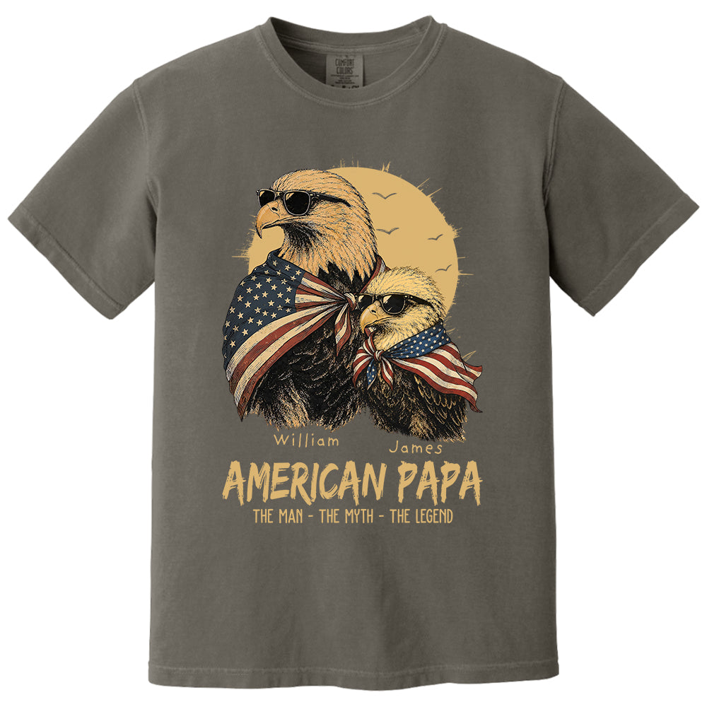 American Dad The Man The Myth The Legend, Personalized Papa T-Shirt Father's Day, Cool Dad Eagle Tee, Gifts for Dad Husband MI209 VH01