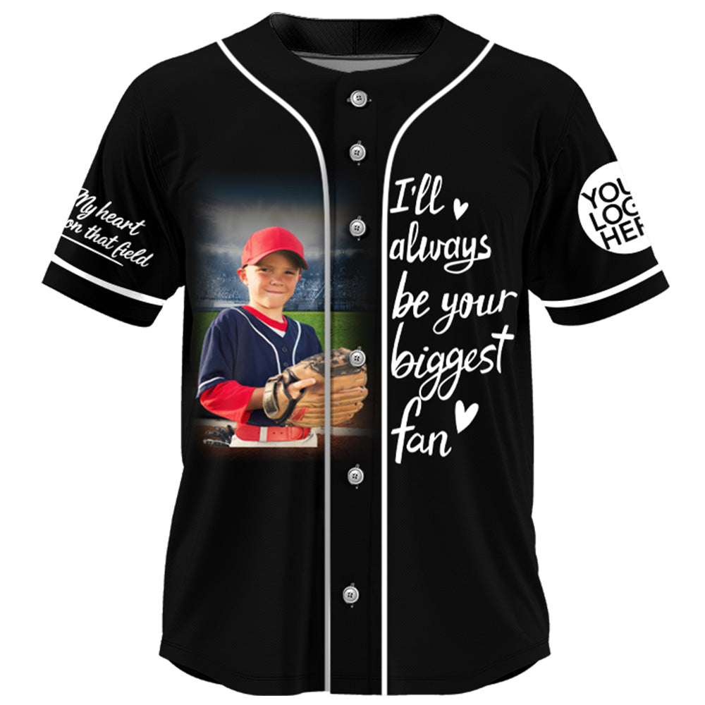 Personalized Baseball Mom Jersey – Custom Photo Baseball Player Shirt – I'll Always Be Your Biggest Fan – Baseball Mom Gift T24