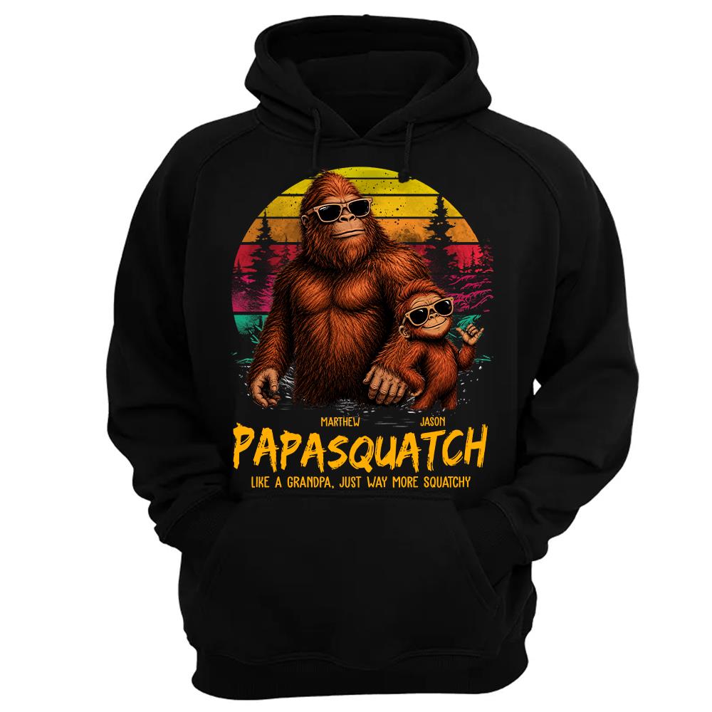 Personalized Papasquatch, Like A Grandpa, Just Way More Squatchy T-Shirt Father Day Gifts for Dad Funny Papa Tshirt Cool Daddy Bigfoot Tee, Vintage Style Hv01