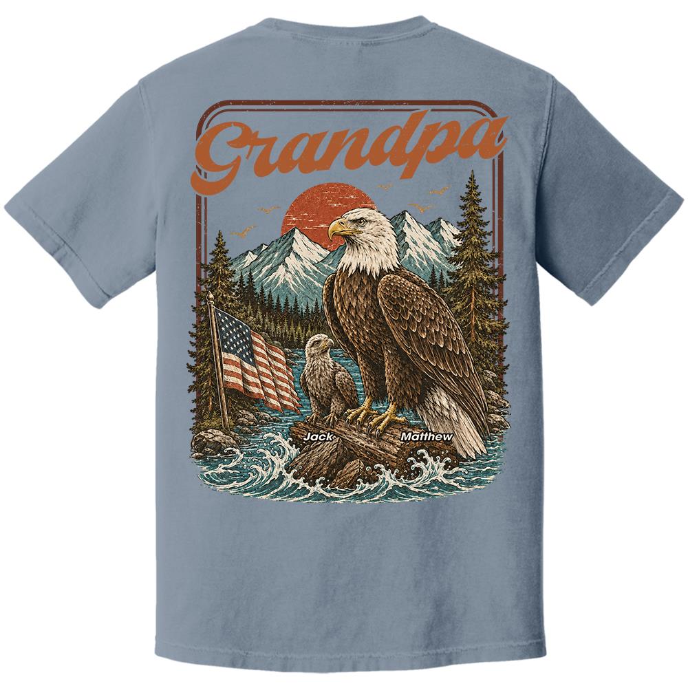 Personalized Papa America Eagle Patriotic T-Shirt Father Day Gifts for Dad Funny Papa Tshirt Cool Daddy Eagle Vintage Retro Shirt for Men Hv01