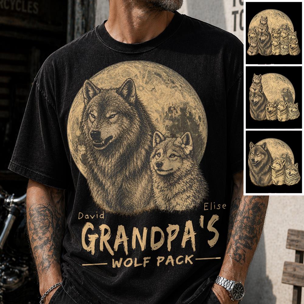 Grandpa Wolf Pack-Personalized Shirt - Father's Day, Gift For Dad, Grandpa, Father's Day Gift Na02 Nh00