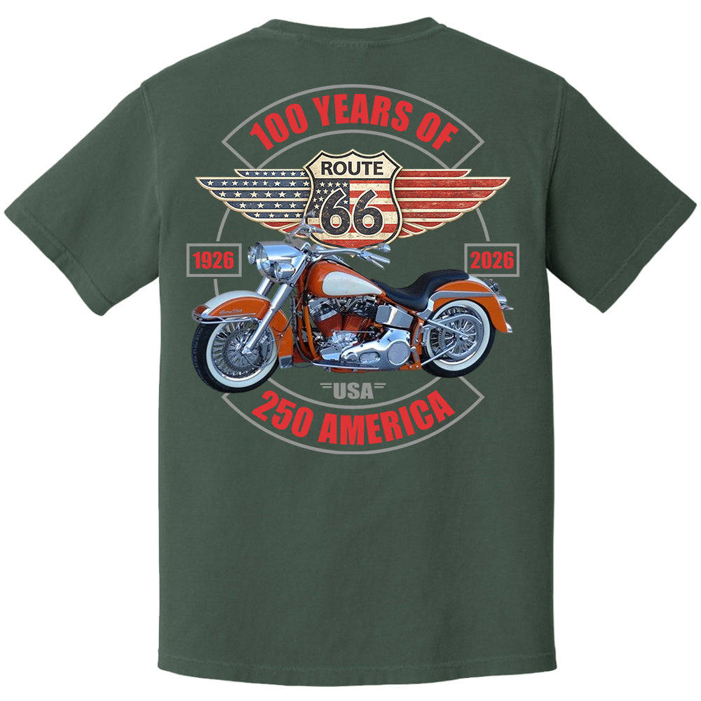 Celebrate 100 Years of Road Route 66 and America 250th Anniversary - Personalized Upload Vechicle Photo For Biker Shirt A2110