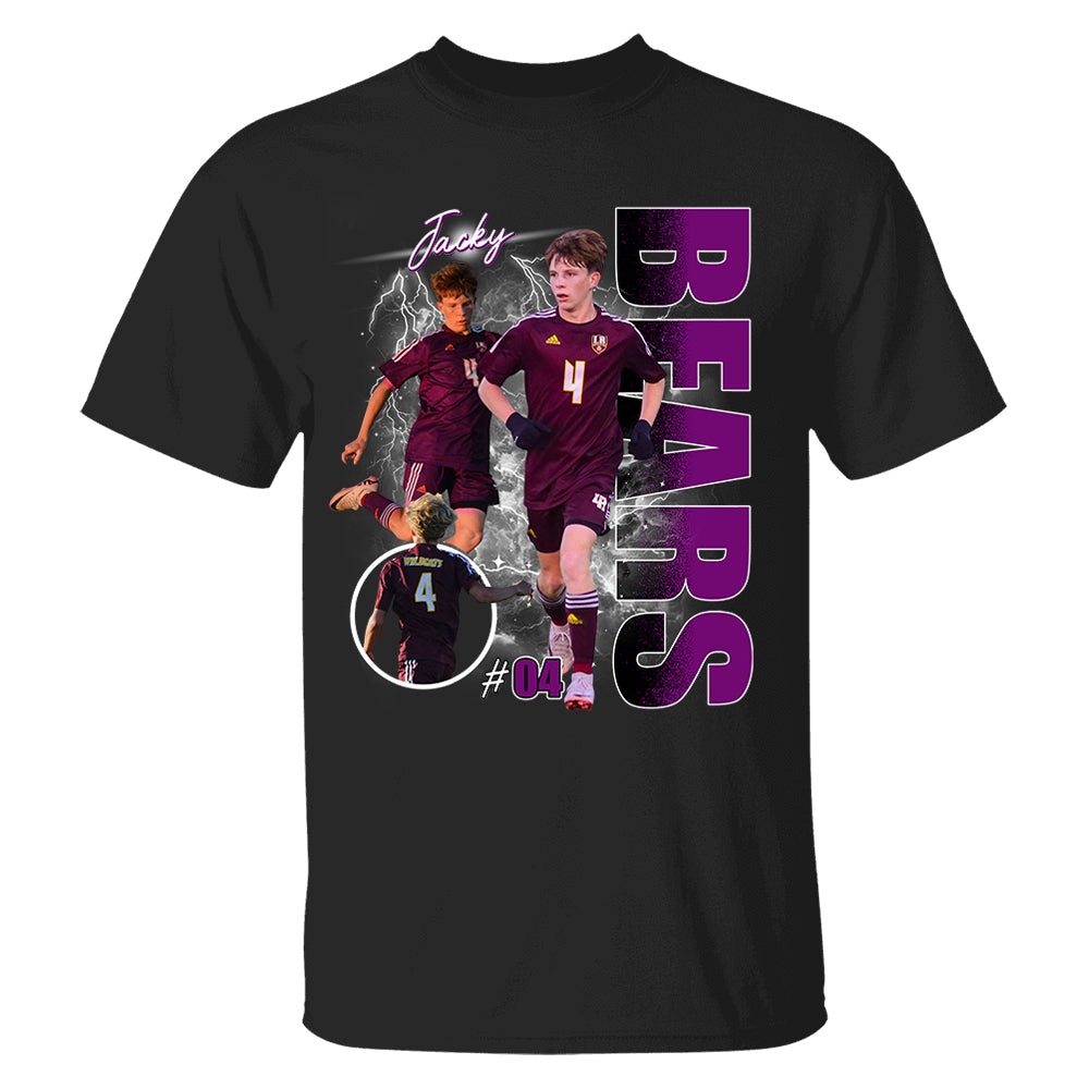 Custom Photo Soccer Player Shirt - Personalized Team Name School Name Bootleg Shirt Ver2 Na02 Pt99