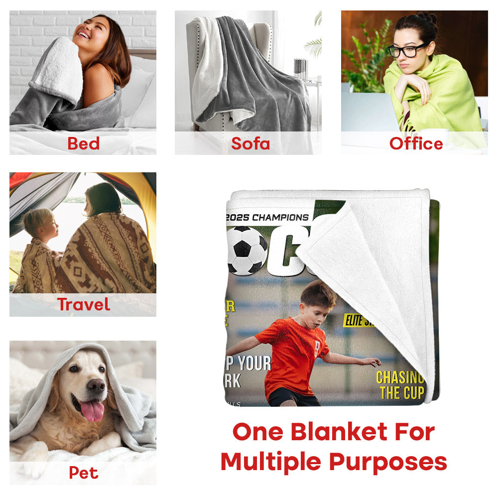 Personalized Soccer Magazine Cover Blanket - Gifts For Soccer Player
