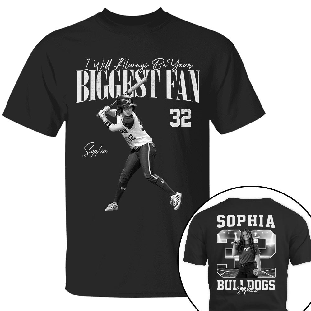 I'll Always Be Your Biggest Fan - Washed Tee Retro Bootleg Shirt - Custom Photo Softball Player Gift For Softball Lovers T1807 T24