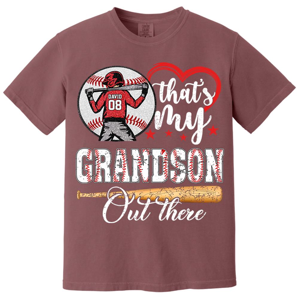 That's My Grandson Out There Personalized Baseball Softball Dad Grandpa Shirt For Sport Family Father's Day Gift T1807 Nh00