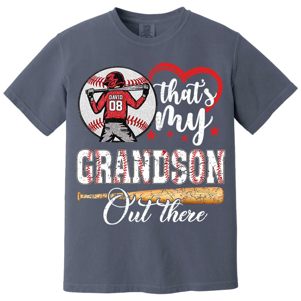 That's My Grandson Out There Personalized Baseball Softball Dad Grandpa Shirt For Sport Family Father's Day Gift T1807 Nh00