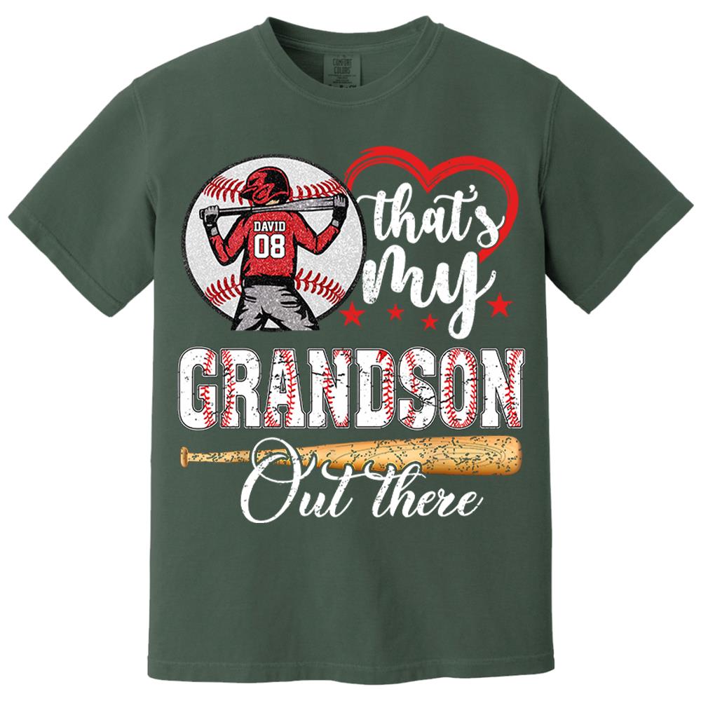 That's My Grandson Out There Personalized Baseball Softball Dad Grandpa Shirt For Sport Family Father's Day Gift T1807 Nh00