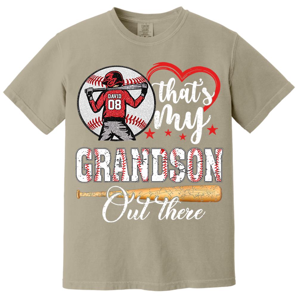 That's My Grandson Out There Personalized Baseball Softball Dad Grandpa Shirt For Sport Family Father's Day Gift T1807 Nh00