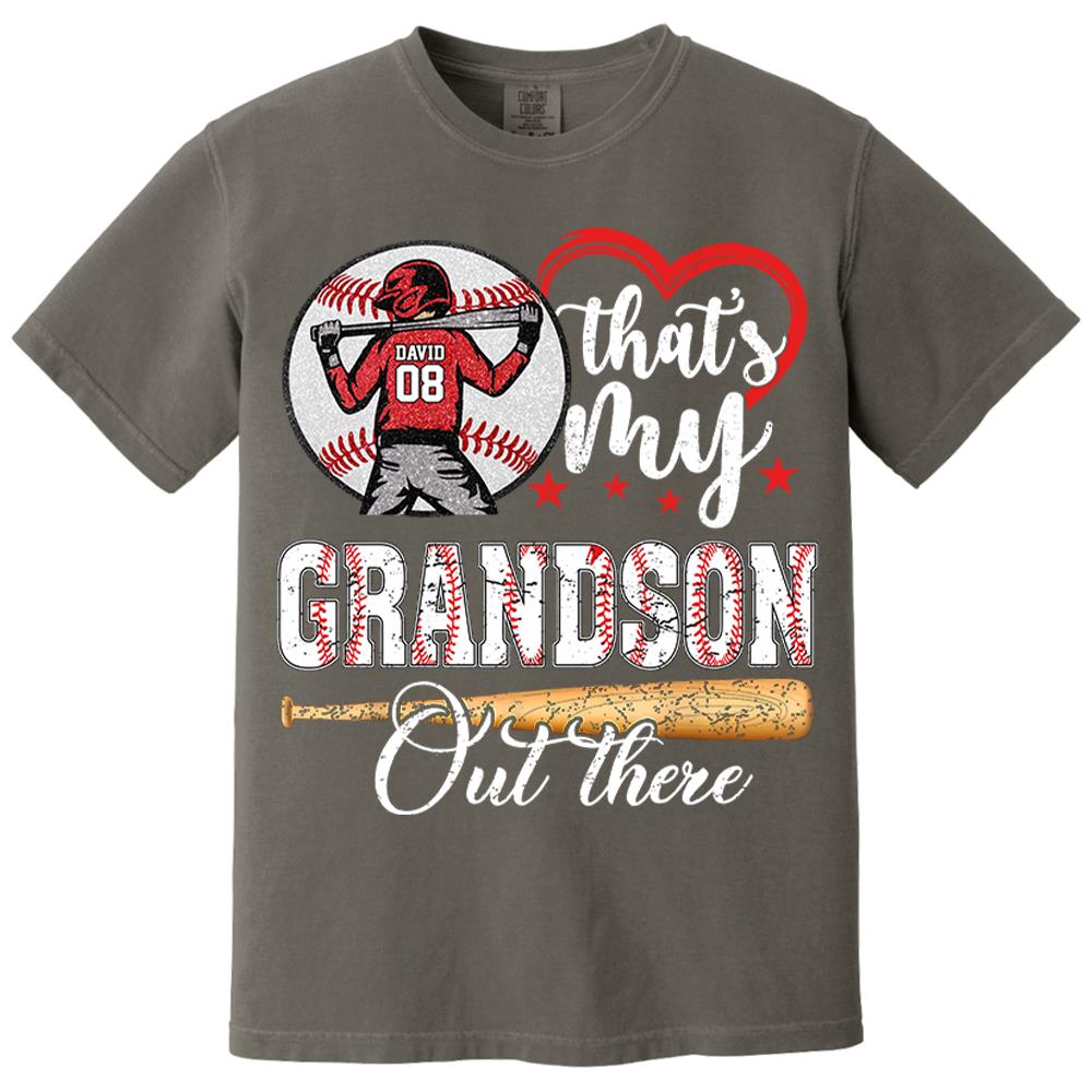 That's My Grandson Out There Personalized Baseball Softball Dad Grandpa Shirt For Sport Family Father's Day Gift T1807 Nh00