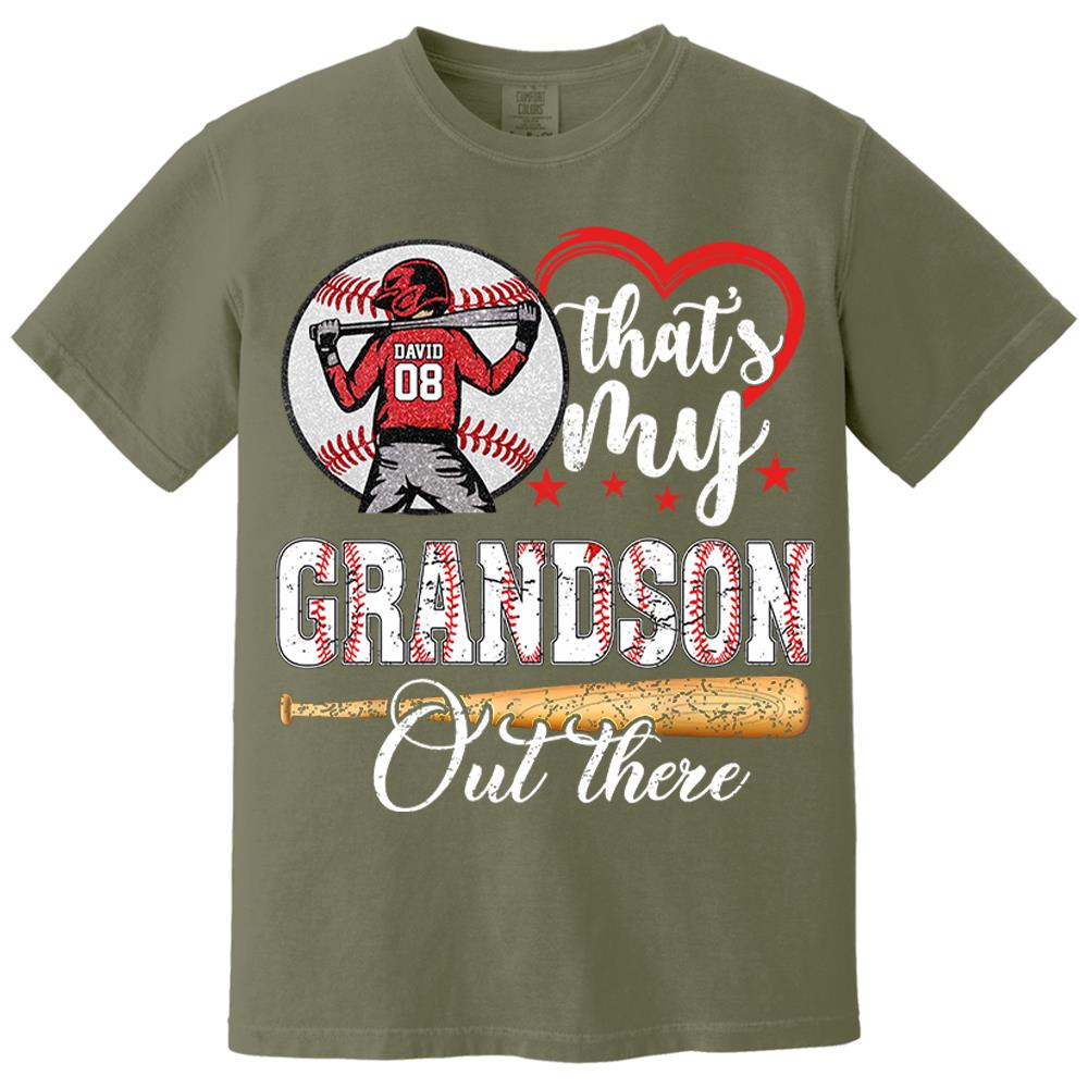 That's My Grandson Out There Personalized Baseball Softball Dad Grandpa Shirt For Sport Family Father's Day Gift T1807 Nh00