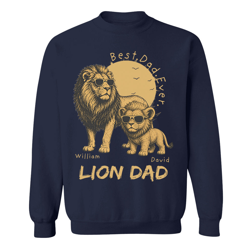 Personalized Lion Dad - Best Dad Ever Lion T-Shirt Father Day Gifts for Dad Funny Papa Tshirt Cool Daddy Lion Tee Pt99