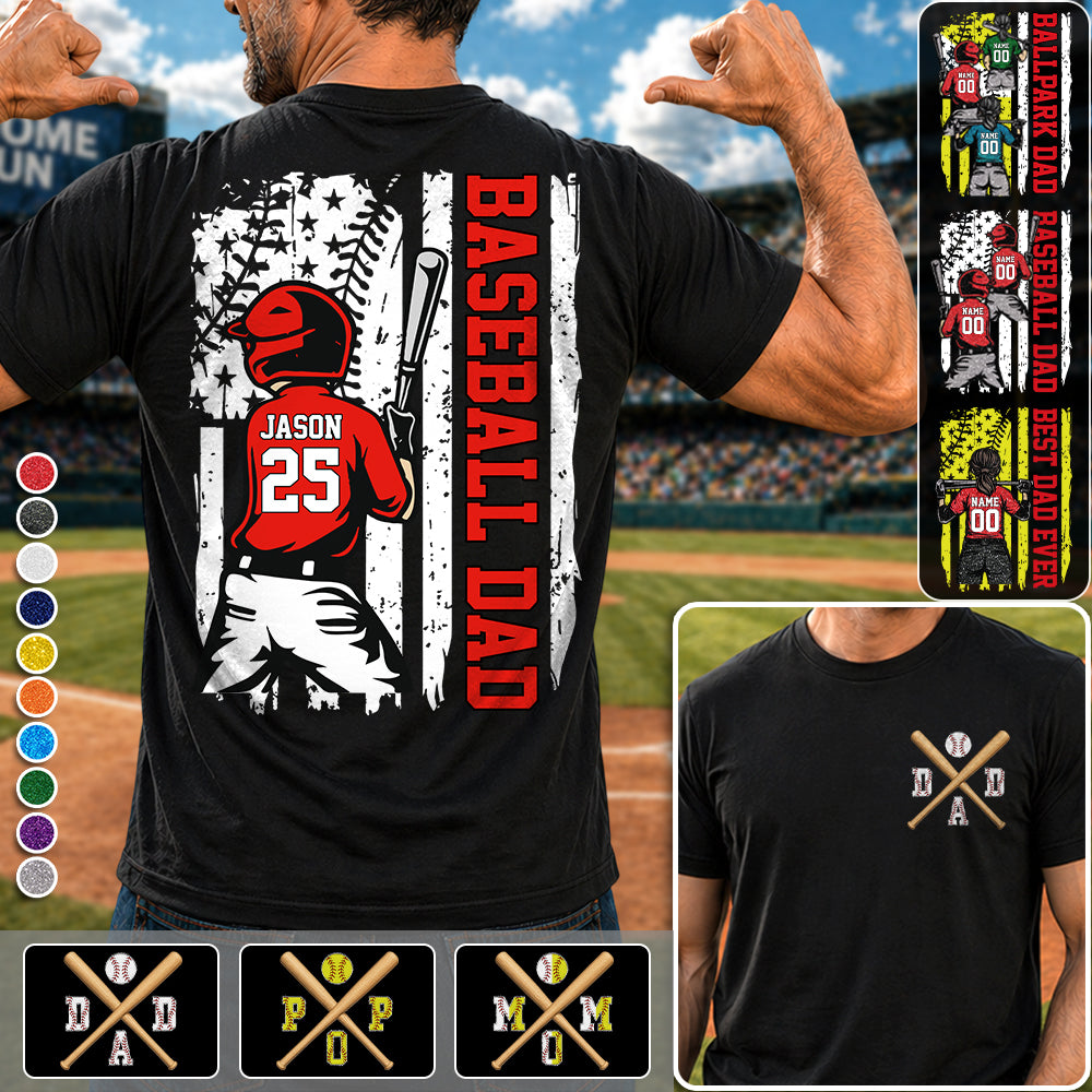 Best Dad Ever Personalized Ballpark Dad Shirt, Custom Baseball Softball Dad Tee, Father's Day Gift Na02 Hv01