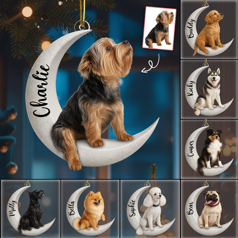 Personalized Dog Sit On A Paw Ornament, Personalized Pet Bone Xmas Decoration, New Puppy Gift 2025, Acrylic Christmas Tree Ornament for Dog Owner, Pet Keepsake