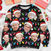 Custom Face Christmas Family Silly Xmas Leds - Personalized Photo Ugly Sweater