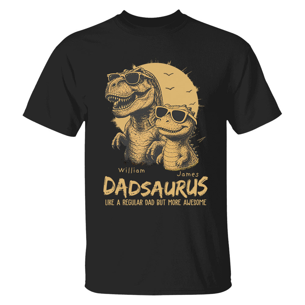 Personalized Dad Dinosaur Shirt with Custom Kids Names, Funny Grandpa Family T Shirt for Dad Daddy, Father's Day Birthday Gift VH01