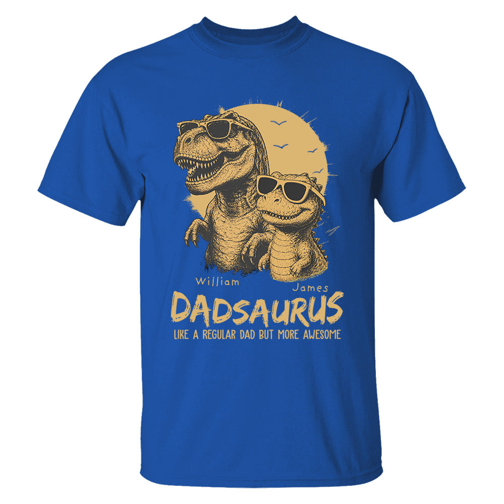Personalized Dad Dinosaur Shirt with Custom Kids Names, Funny Grandpa Family T Shirt for Dad Daddy, Father's Day Birthday Gift VH01