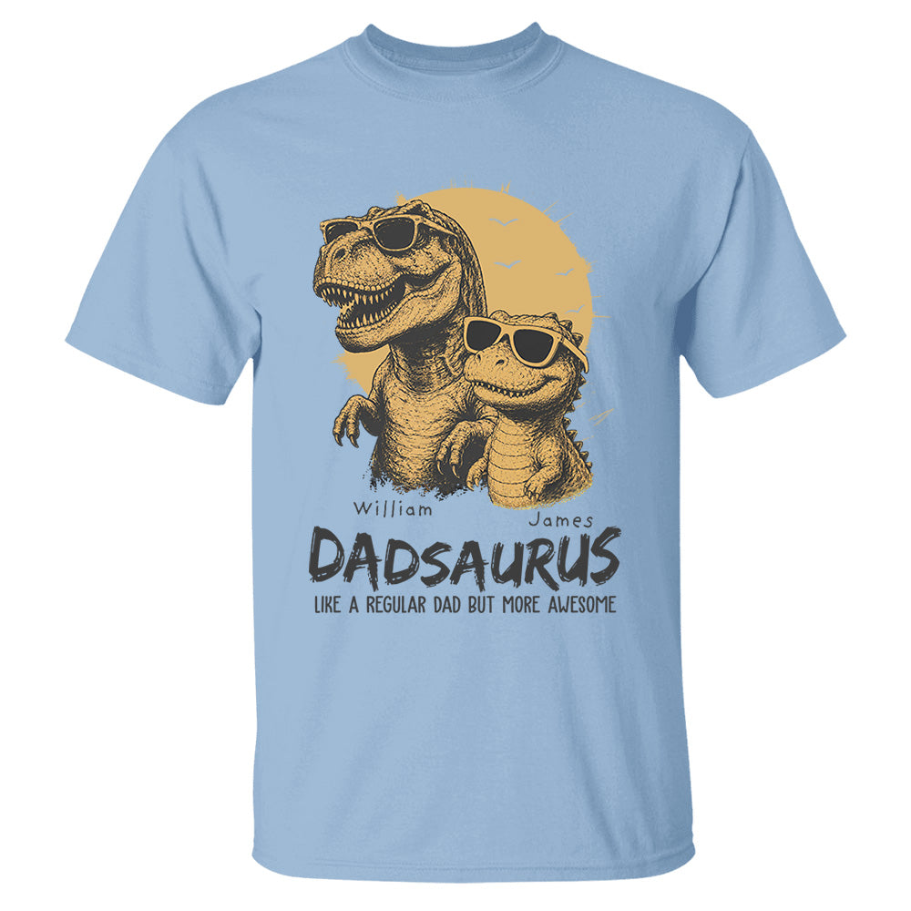 Personalized Dad Dinosaur Shirt with Custom Kids Names, Funny Grandpa Family T Shirt for Dad Daddy, Father's Day Birthday Gift VH01