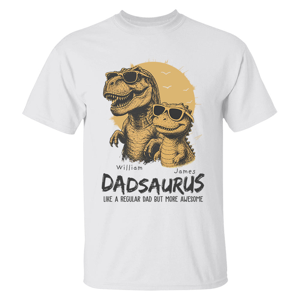 Personalized Dad Dinosaur Shirt with Custom Kids Names, Funny Grandpa Family T Shirt for Dad Daddy, Father's Day Birthday Gift VH01