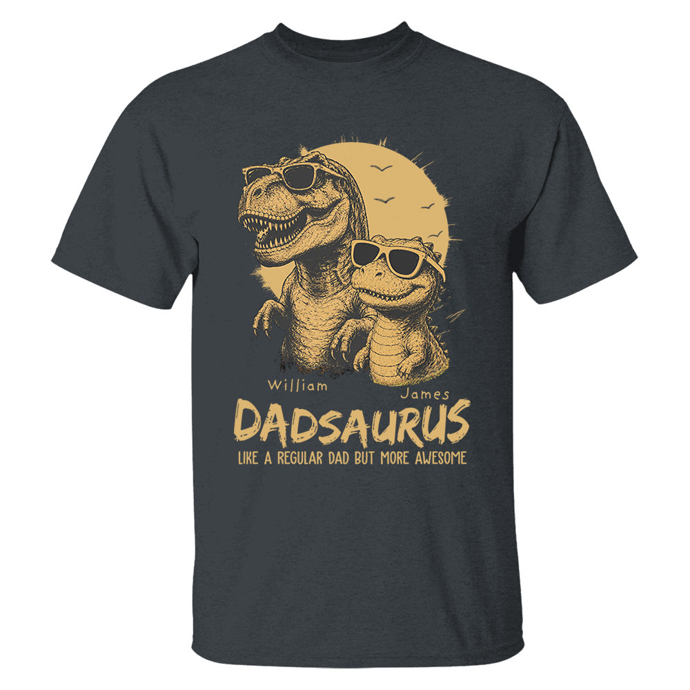 Personalized Dad Dinosaur Shirt with Custom Kids Names, Funny Grandpa Family T Shirt for Dad Daddy, Father's Day Birthday Gift VH01