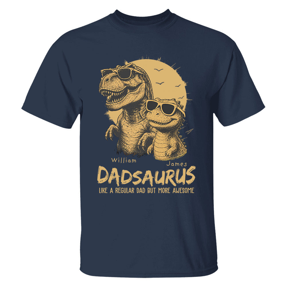 Personalized Dad Dinosaur Shirt with Custom Kids Names, Funny Grandpa Family T Shirt for Dad Daddy, Father's Day Birthday Gift VH01