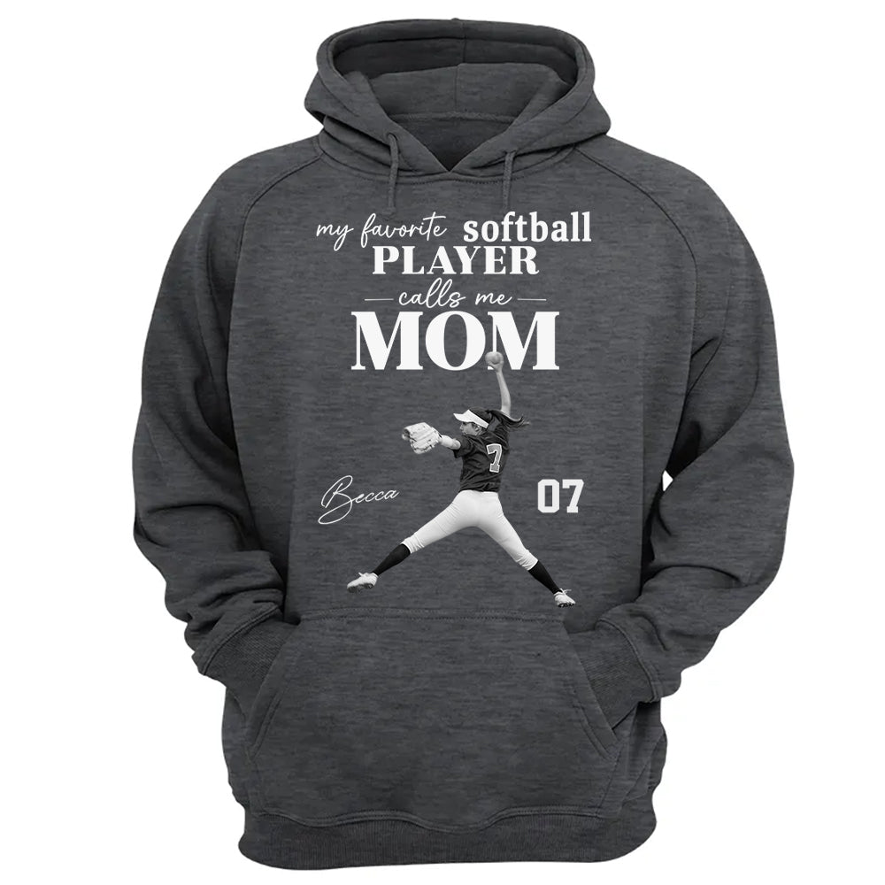 Personalized My Favorite Softball Player Calls me Mom Washed Tee Retro Bootleg Shirt For Softball Players T24