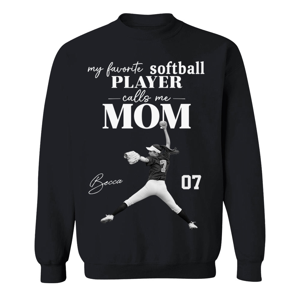 Personalized My Favorite Softball Player Calls me Mom Washed Tee Retro Bootleg Shirt For Softball Players T24